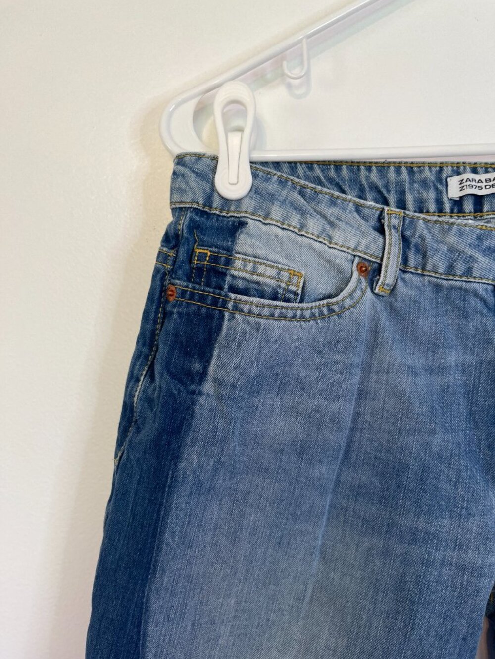 Zara Basic Z1975 Denim Two Tone Ankle Jeans - Picture 3 of 5